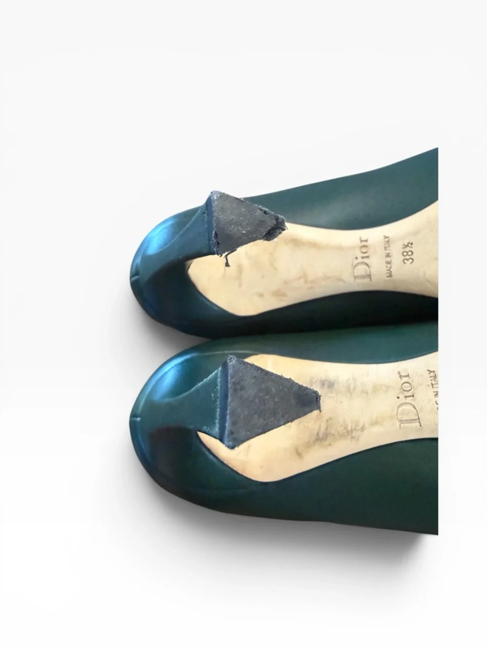 Christian Dior Chromatic  Green Leather Curved Stiletto Pumps EU 38.5 US 8.5